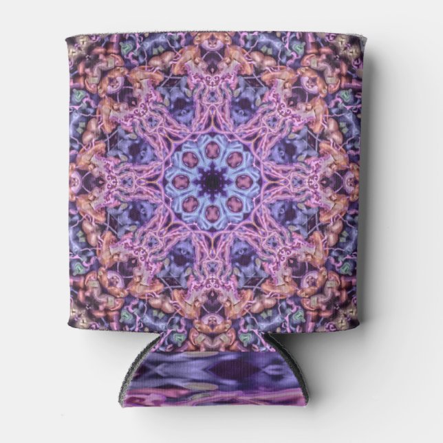 Porta-lata Alienígena Roxa Intriciada Caleidoscópica Mandala (Frente)