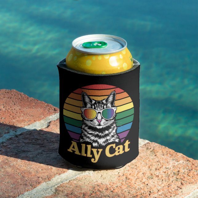 Porta-lata Ally Cat LGBT Sinalizador LGBTQ Gift (Piscina in situ)