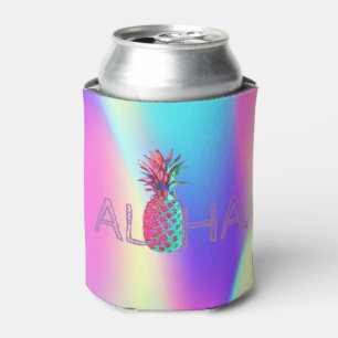 Porta-lata Aloha Abacaxi Havaiano Ombre Holográfico