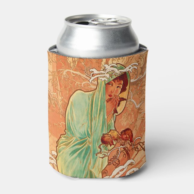 Porta-lata Alphonse Mucha Art Nouveau Winter (Can Front)