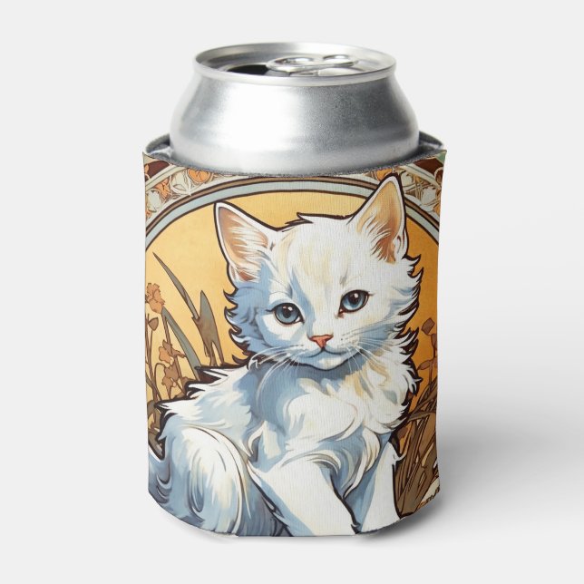 Porta-lata Alphonse Mucha Style Cat (Can Front)