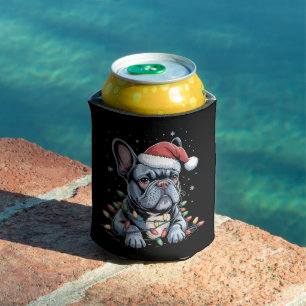 Porta-lata Amante de Bulldog Francês Frenchie Chapéu de Natal