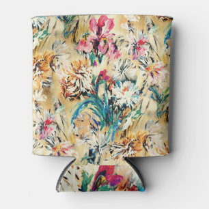 Porta-lata Amarelo Background Floral Watercolor Digital
