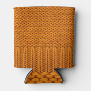 Porta-lata Amarelo brilhante: textura tricotada à mão.