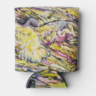 Porta-lata Amarelo Colorido de Arte de Pássaro Abstrato