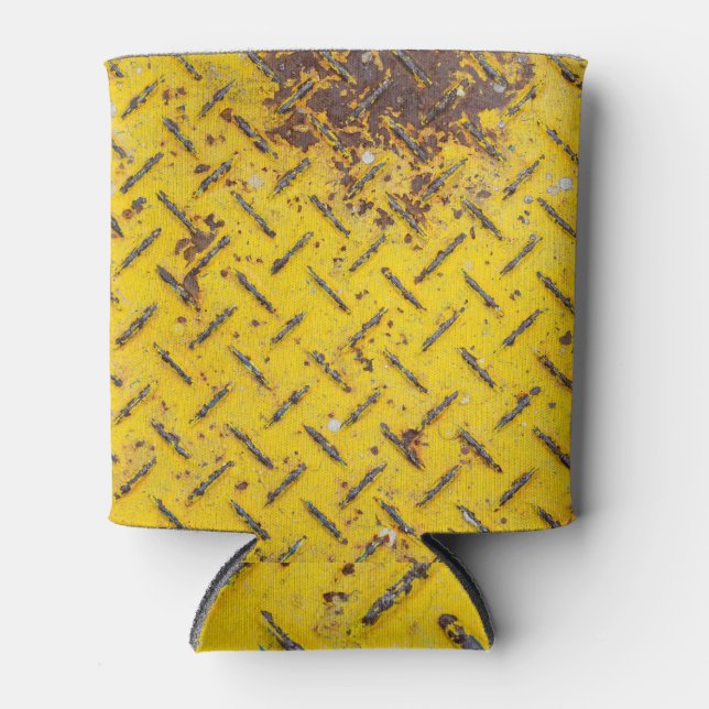 Porta-lata Amarelo Metálico: Textura De Placa De Diamante. (Frente)