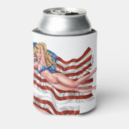 Porta-lata American Flag Bikini Pinup Girl by Al Rio