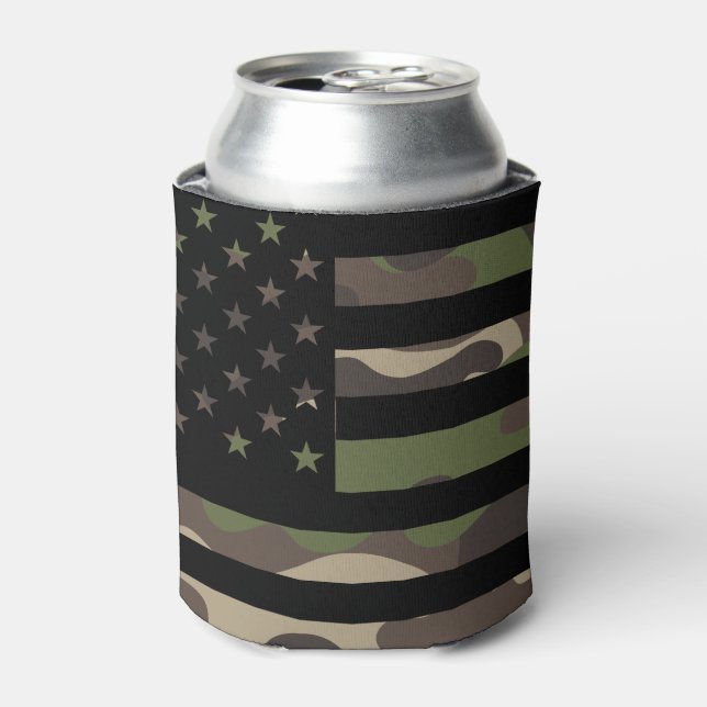 Porta-lata American Flag Camouflage Camo Patriotic USA (Can Front)