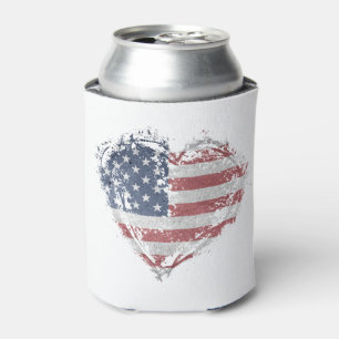 Porta-lata American Flag Heart Grunge Cooler