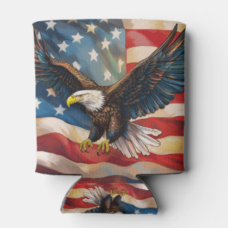 Porta-lata American Flag with Bald Eagle
