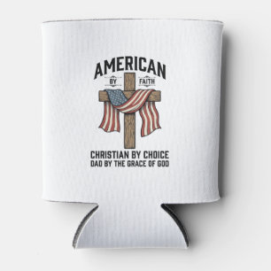 Porta-lata Americano pela Fé Pai Cristão Cruz Patriótica Cam