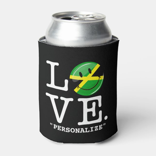 Porta-lata Amor da Jamaica sorrindo bandeira (Can Front)