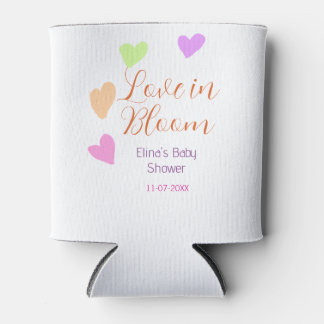 Porta-lata Amor em flor coração colorido nome do chá de bebê 