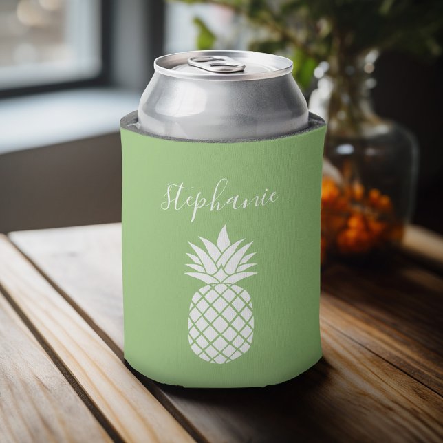 Porta-lata Ananás e Abacaxi-Whimssic (Personalized can cooler with a place to add a name or other custom text)