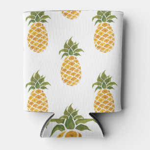 Porta-lata Ananases pintados à mão, fundo de aquarela.