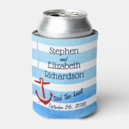Porta-lata Anchor Vermelho de Beachy Azul Personalizado