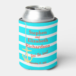 Porta-lata Âncora Beachy personalizada do amor