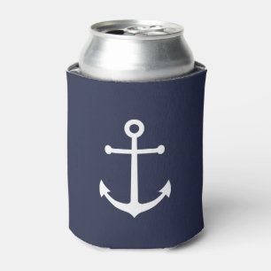 Porta-lata Âncora branca náutica em azul Marinho