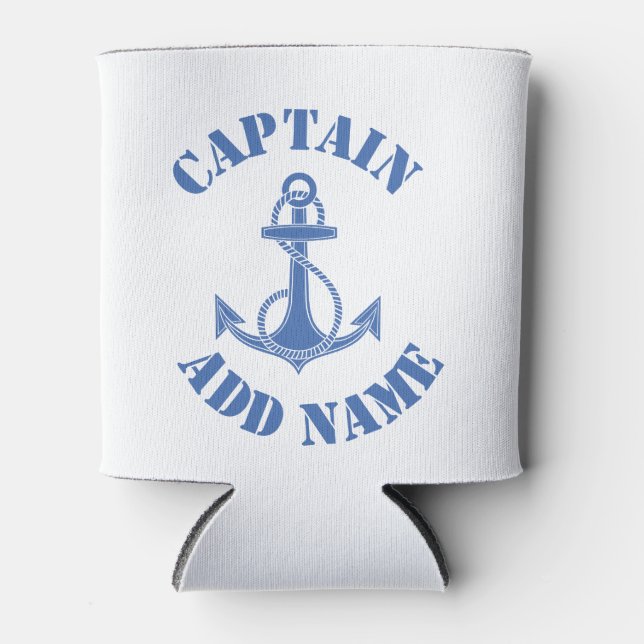 Porta-lata âncora com nome do capitão personalizado (Frente)