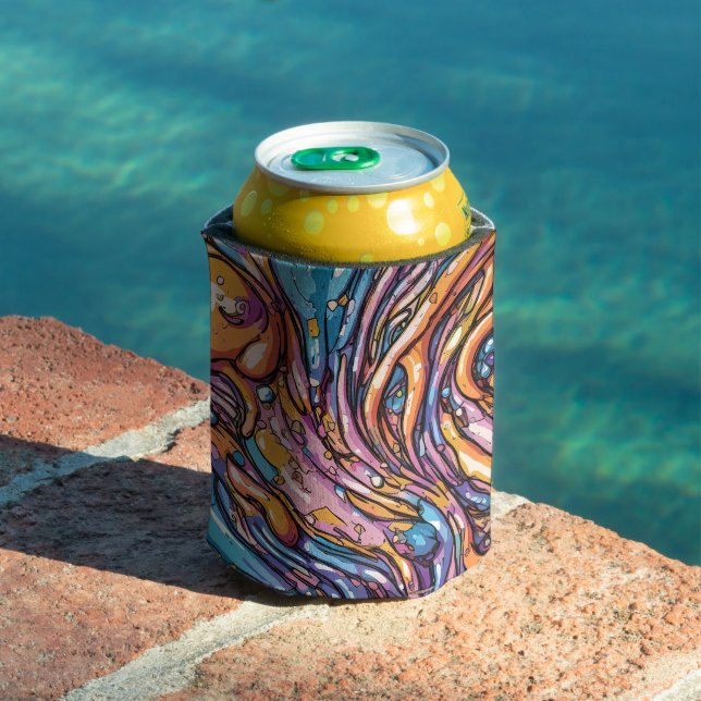 Porta-lata Animação derretendo textura plástica, Cores vibran (Piscina in situ)