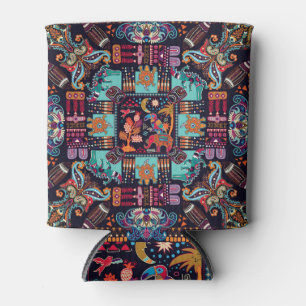 Porta-lata Animais decorativos: design de etnia colorida.