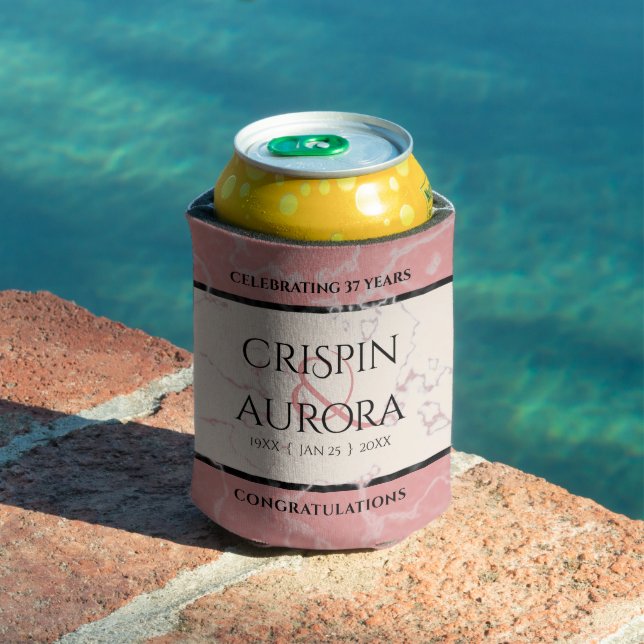 Porta-lata Aniversário Casado Elegante 37.º Alabastro (Piscina in situ)