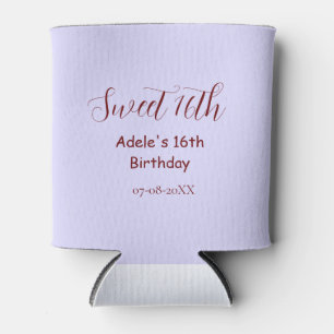 Porta-lata Aniversário de 16 anos doce nome roxo pastel retro