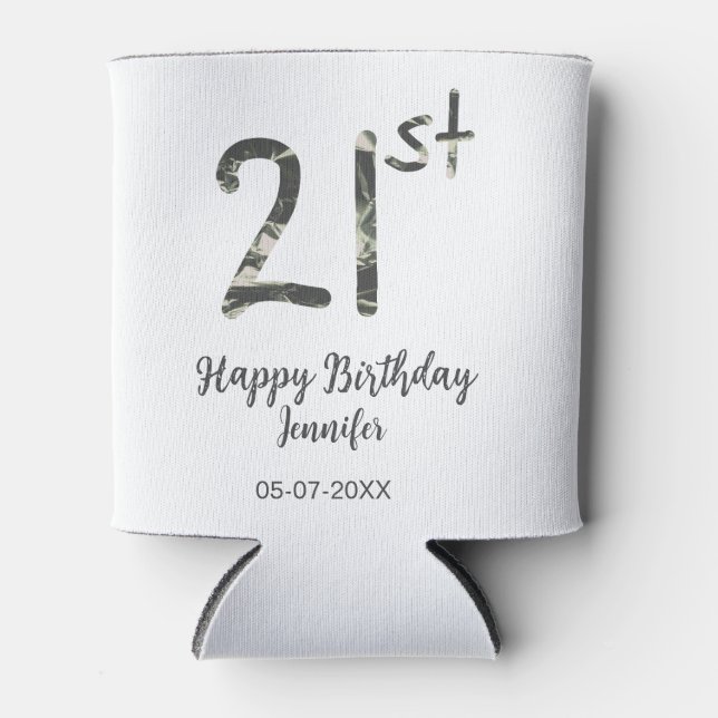 Porta-lata aniversário de 21 anos adiciona nome data ano mode (Frente)