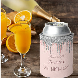 Porta-lata aniversário de 21 anos cor-de-rosa rosa-rosa doura