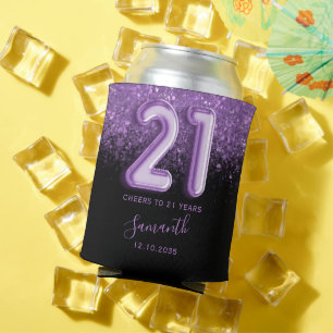 Porta-lata Aniversário de 21 anos de Brilho Roxo e Preto Mode