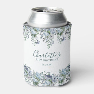 Porta-lata Aniversário de 21 anos Floral Azul Dusty Personali