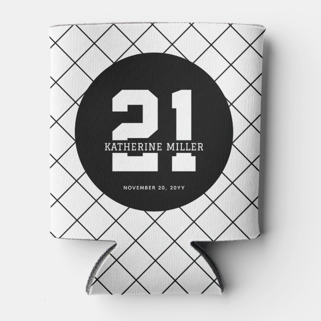 Porta-lata Aniversário de 21 anos personalizado moderno e ele (Frente)