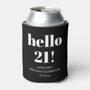 Porta-lata Aniversário de 21 anos Preto Branco Moderno Ousado