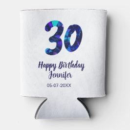 Porta-lata aniversário de 30 anos adicionar nome data ano azu