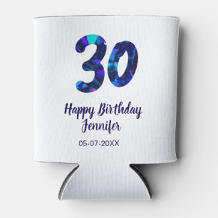 Porta-lata aniversário de 30 anos adicionar nome data ano azu