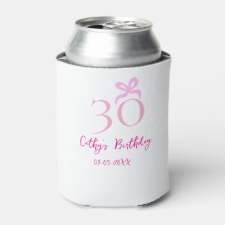 Porta-lata ANIVERSÁRIO DE 30 ANOS laço rosa PASTEL DESENHADO 