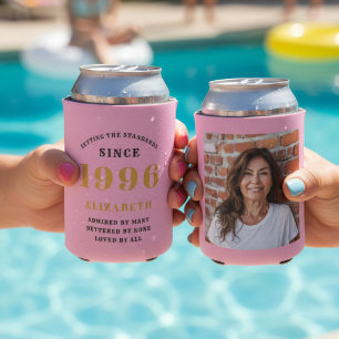 Porta-lata Aniversário de 30 anos personalizado rosa dourado