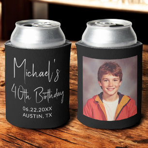 Porta-lata aniversário de 40 anos Black White Instagram Photo