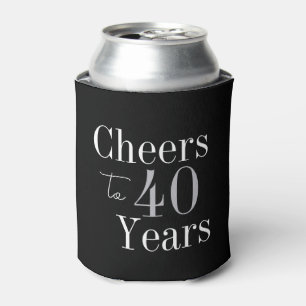 Porta-lata aniversário de 40 anos Cheers Black Silver Party F