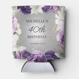 Porta-lata Aniversário de 40 anos Floral Branco Puro