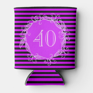 Porta-lata Aniversário de 40 anos Purple Black Swirly, de uso