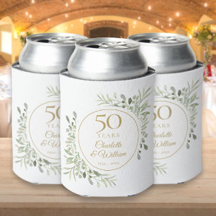 Porta-lata Aniversário de 50 anos de Casamento Aquarela Verde
