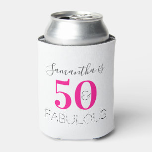 Porta-lata Aniversário de 50 anos e Fabuloso Rosa Quente Pers