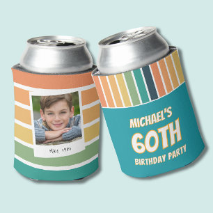 Porta-lata Aniversário de 60 anos retrô para ele, lata refrig