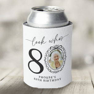 Porta-lata Aniversário de 80 anos com foto personalizada 'Olh