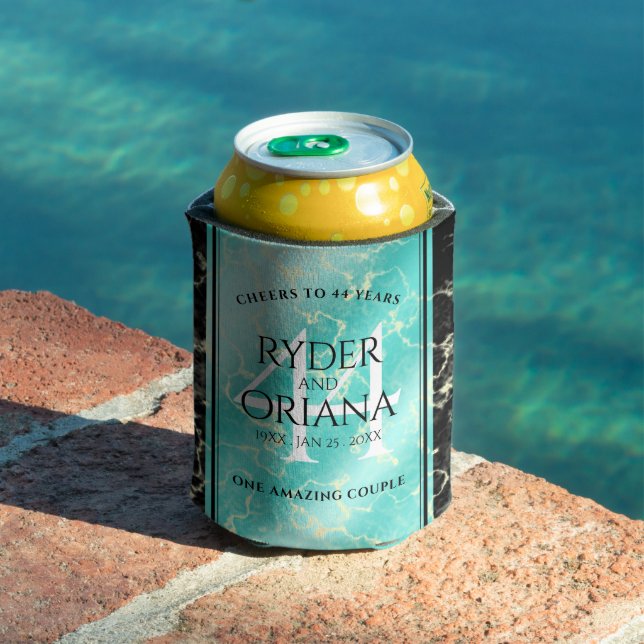 Porta-lata Aniversário de Casamento da 44 Turquesa Elegante (Piscina in situ)