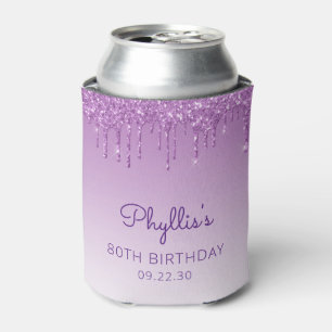 Porta-lata Aniversário do 80 de Lixiviação Roxo Personaliz