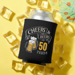 Porta-lata Aniversário Dourado Negro E Cerveja De Qualquer Id