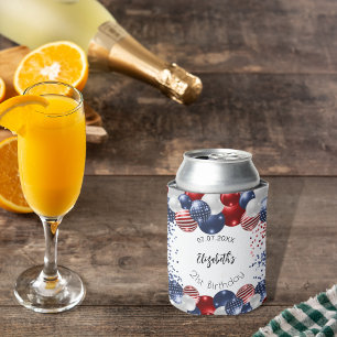 Porta-lata Aniversário patriótico EUA vermelho bandeira azul