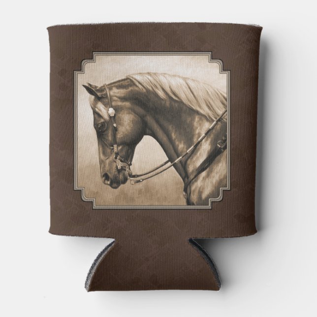 Porta-lata Antigo Quarto Oeste Horse Sepia Brown (Frente)